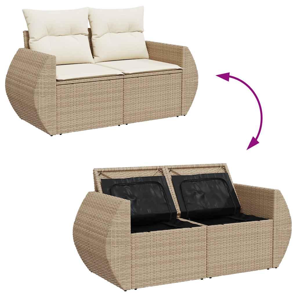 7-delige Loungeset met kussens poly rattan beige is nu te koop bij PeponiXL, paradijselijk wonen!