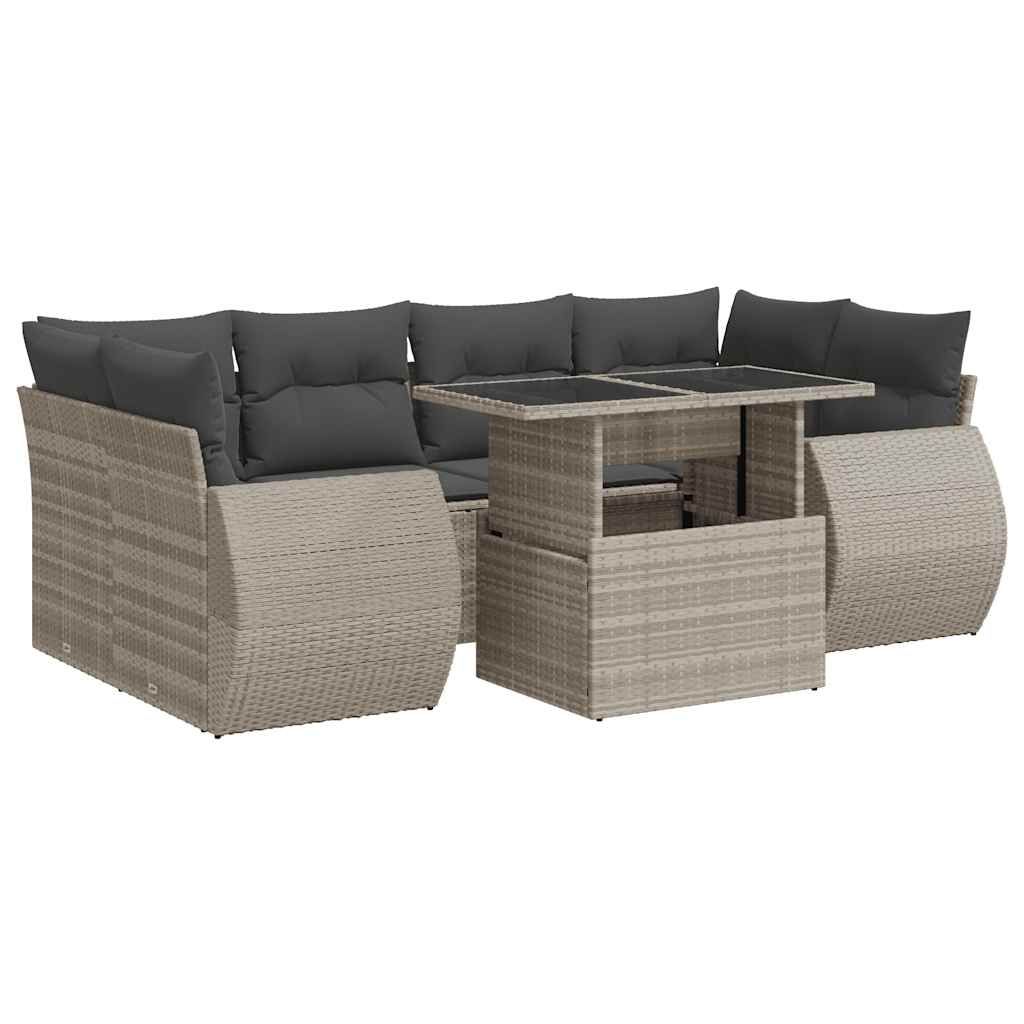 7-delige Loungeset met kussens poly rattan lichtgrijs is nu te koop bij PeponiXL, paradijselijk wonen!