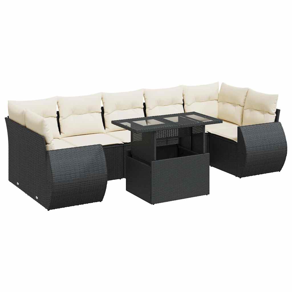 8-delige Loungeset met kussens poly rattan zwart is nu te koop bij PeponiXL, paradijselijk wonen!