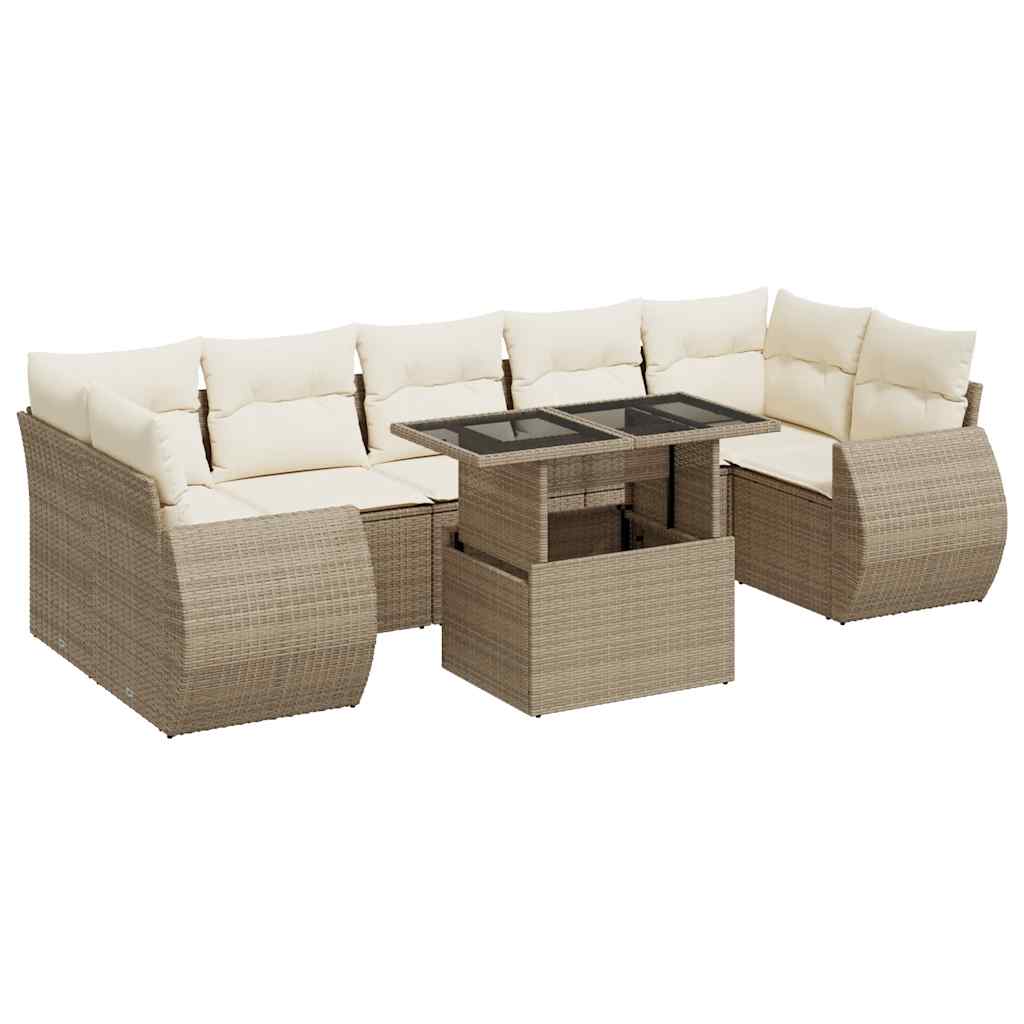 8-delige Loungeset met kussens poly rattan beige is nu te koop bij PeponiXL, paradijselijk wonen!