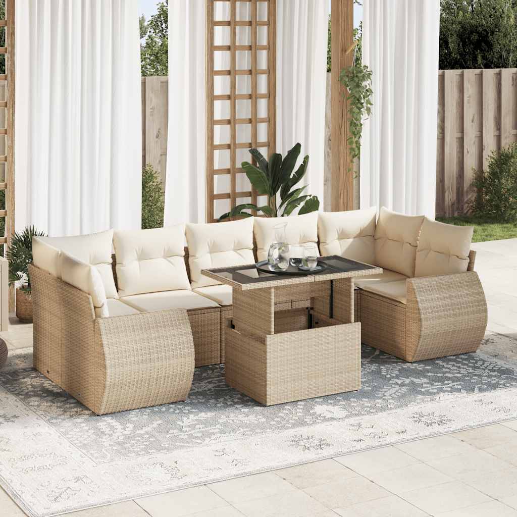 8-delige Loungeset met kussens poly rattan beige is nu te koop bij PeponiXL, paradijselijk wonen!