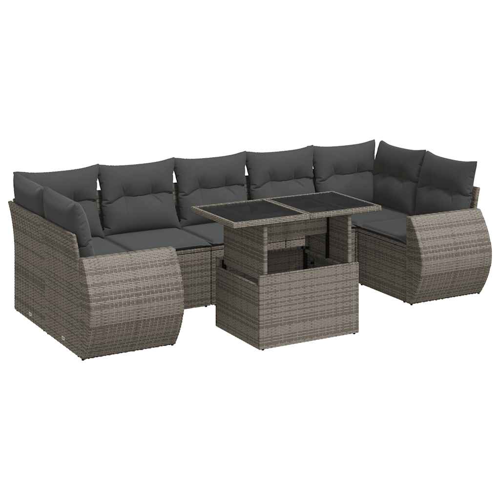 8-delige Loungeset met kussens poly rattan grijs is nu te koop bij PeponiXL, paradijselijk wonen!