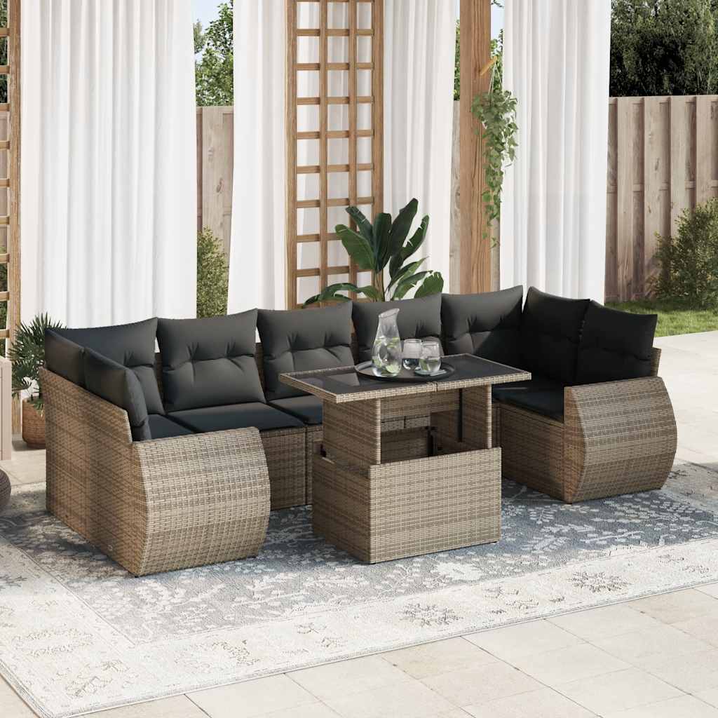 8-delige Loungeset met kussens poly rattan grijs is nu te koop bij PeponiXL, paradijselijk wonen!