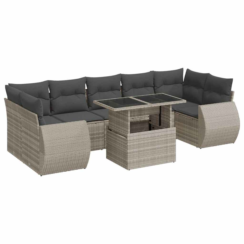 8-delige Loungeset met kussens poly rattan lichtgrijs is nu te koop bij PeponiXL, paradijselijk wonen!