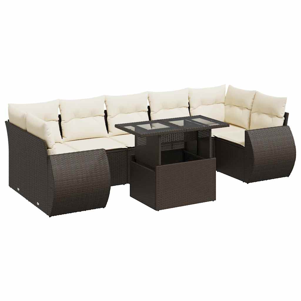 8-delige Loungeset met kussens poly rattan bruin is nu te koop bij PeponiXL, paradijselijk wonen!