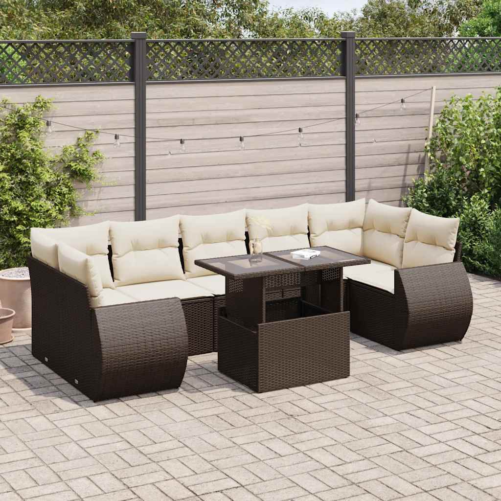 8-delige Loungeset met kussens poly rattan bruin is nu te koop bij PeponiXL, paradijselijk wonen!