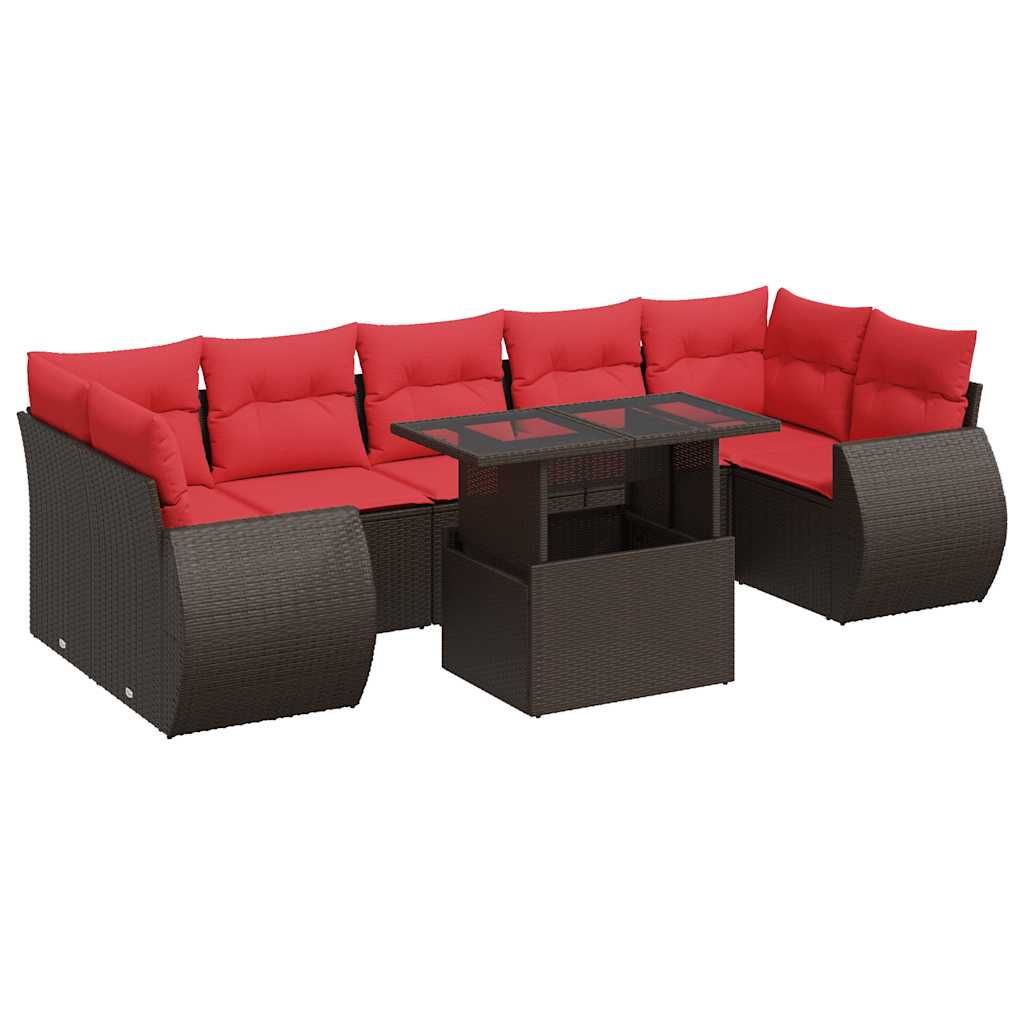 8-delige Loungeset met kussens poly rattan acacia bruin is nu te koop bij PeponiXL, paradijselijk wonen!