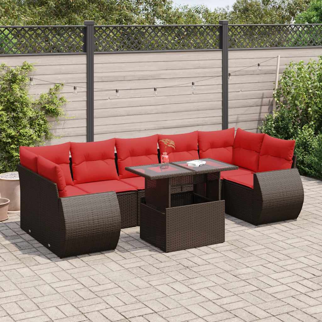 8-delige Loungeset met kussens poly rattan acacia bruin is nu te koop bij PeponiXL, paradijselijk wonen!