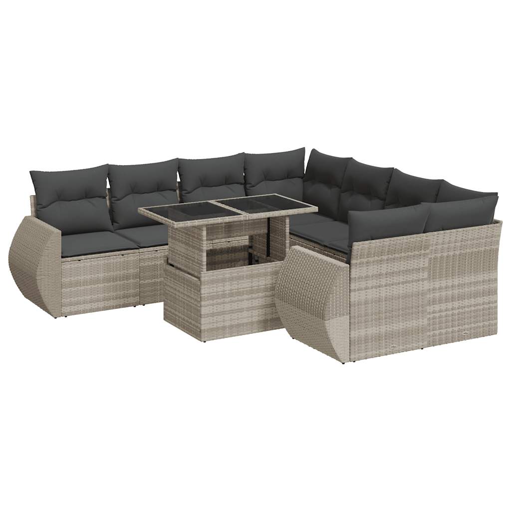 9-delige Loungeset met kussens poly rattan lichtgrijs is nu te koop bij PeponiXL, paradijselijk wonen!
