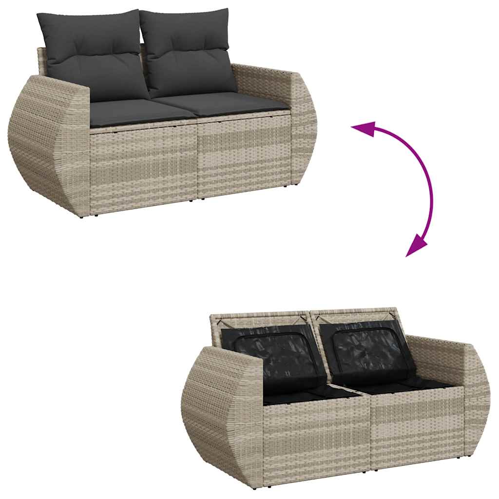 9-delige Loungeset met kussens poly rattan lichtgrijs is nu te koop bij PeponiXL, paradijselijk wonen!