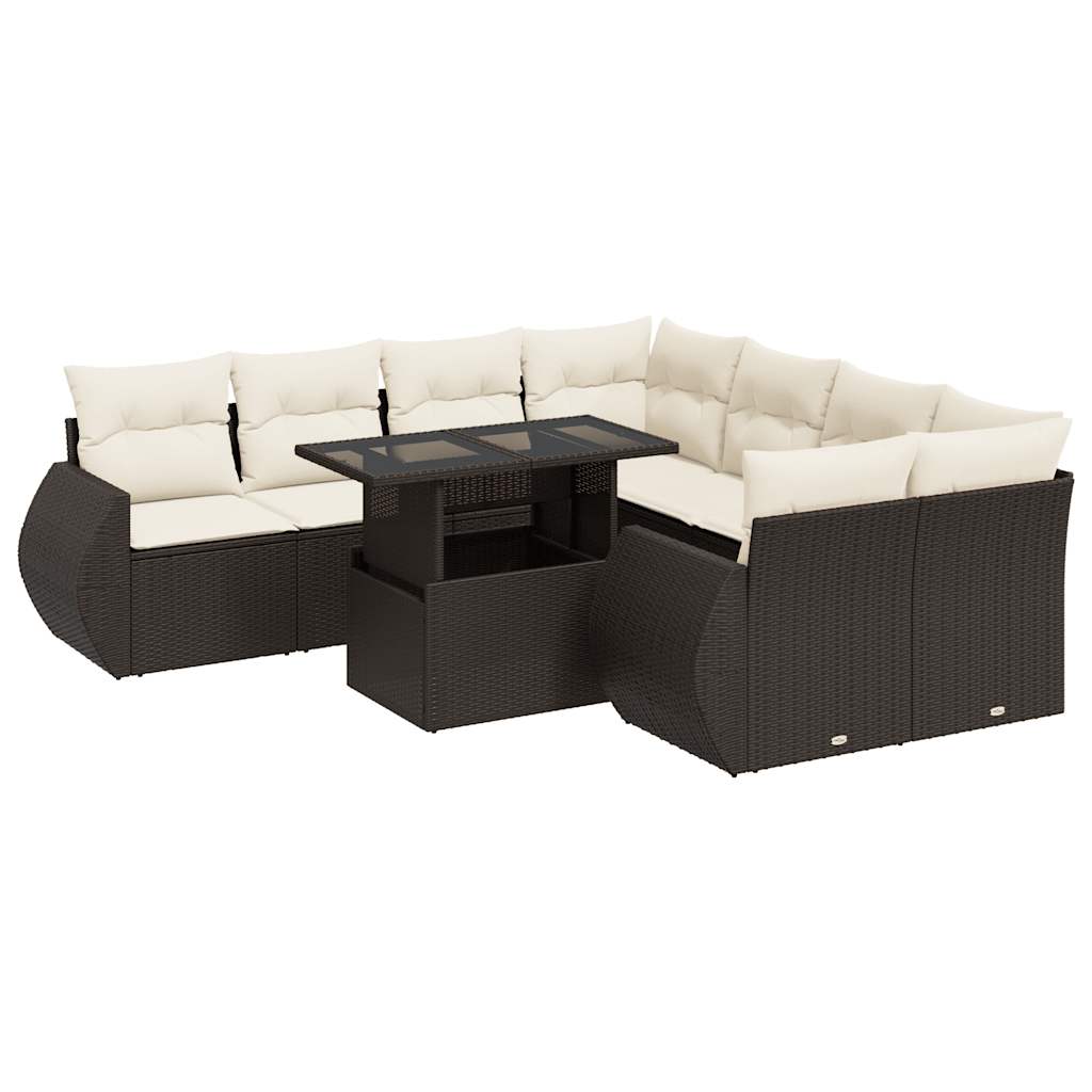 9-delige Loungeset met kussens poly rattan bruin is nu te koop bij PeponiXL, paradijselijk wonen!