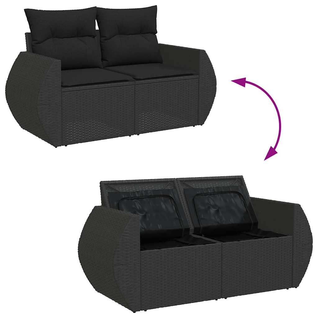 6-delige Loungeset met kussens poly rattan zwart is nu te koop bij PeponiXL, paradijselijk wonen!