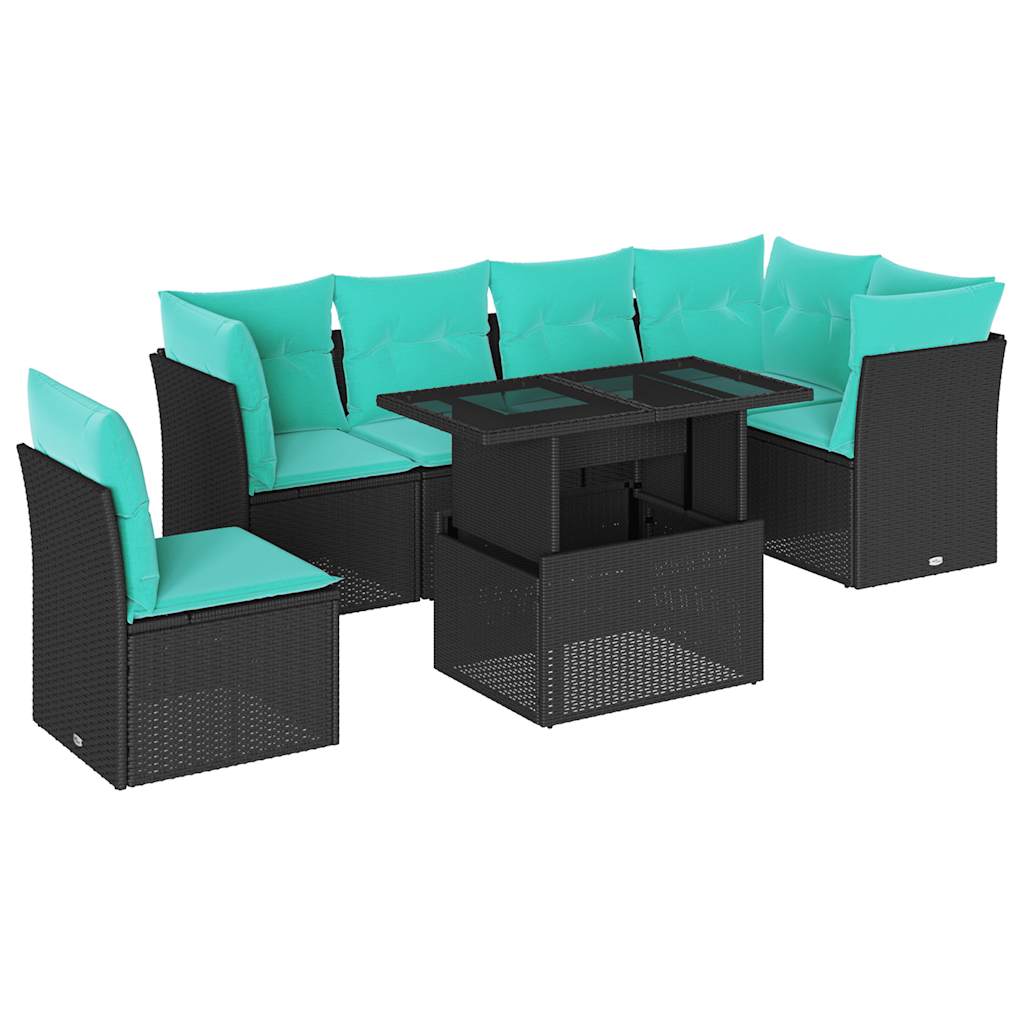 6-delige Loungeset met kussens poly rattan zwart is nu te koop bij PeponiXL, paradijselijk wonen!