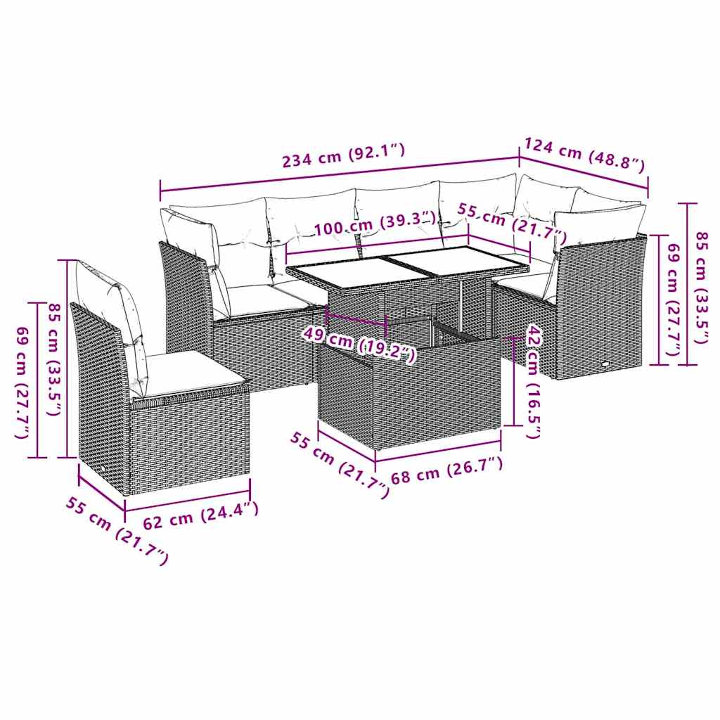 6-delige Loungeset met kussens poly rattan zwart is nu te koop bij PeponiXL, paradijselijk wonen!