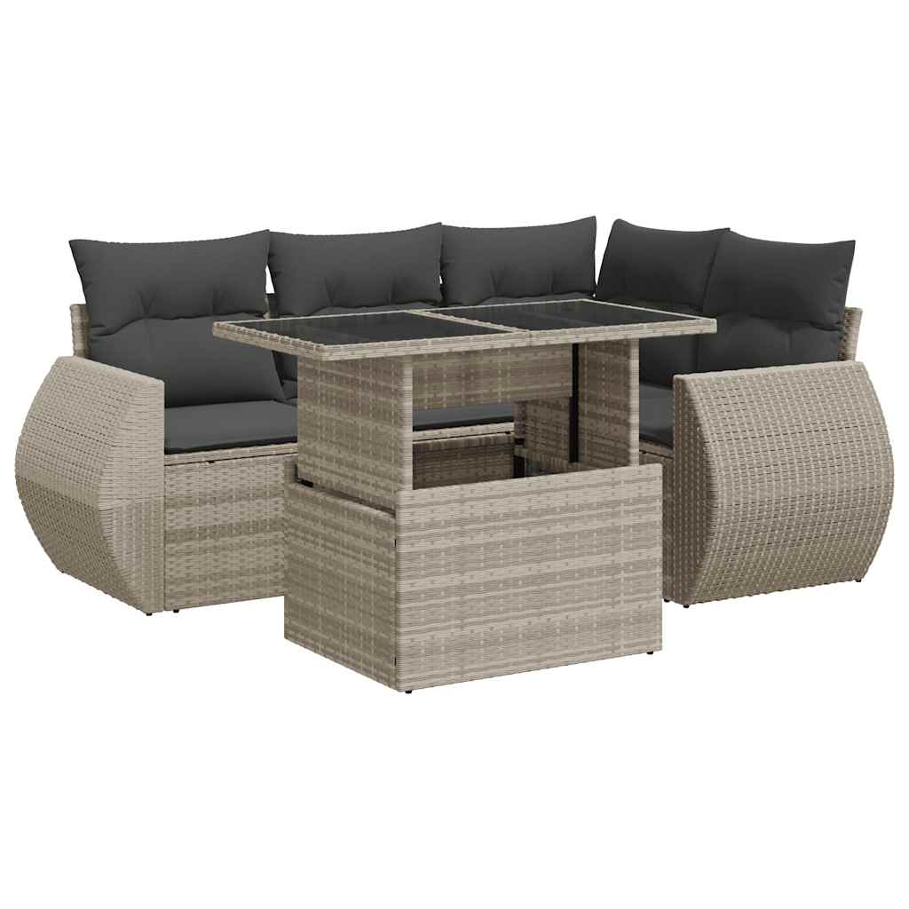 6-delige Loungeset met kussens poly rattan lichtgrijs is nu te koop bij PeponiXL, paradijselijk wonen!