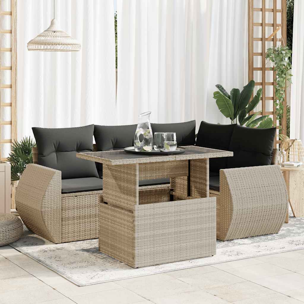 6-delige Loungeset met kussens poly rattan lichtgrijs is nu te koop bij PeponiXL, paradijselijk wonen!