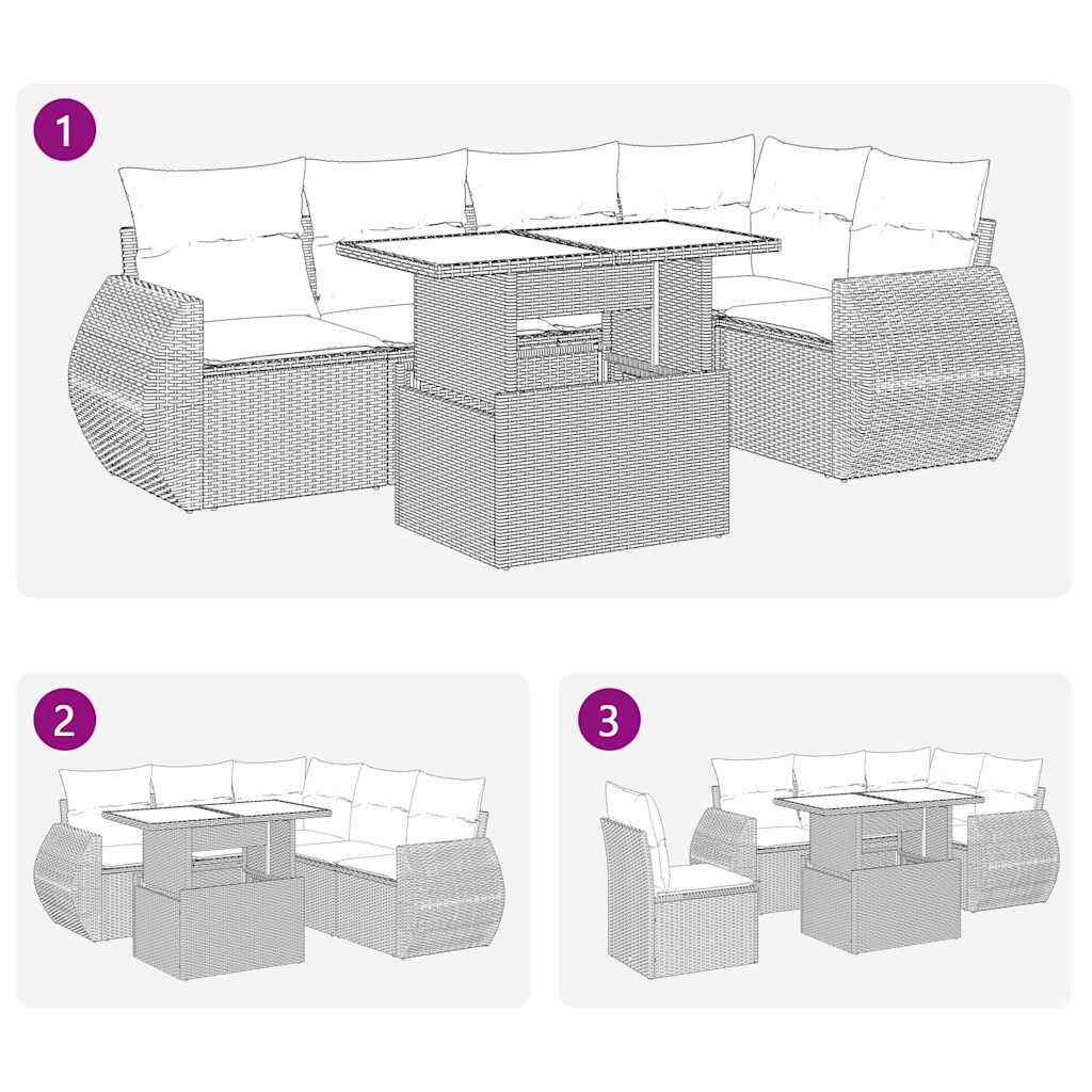 6-delige Loungeset met kussens poly rattan bruin is nu te koop bij PeponiXL, paradijselijk wonen!