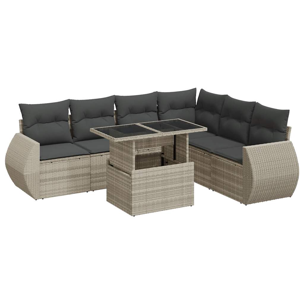 7-delige Loungeset met kussens poly rattan lichtgrijs is nu te koop bij PeponiXL, paradijselijk wonen!