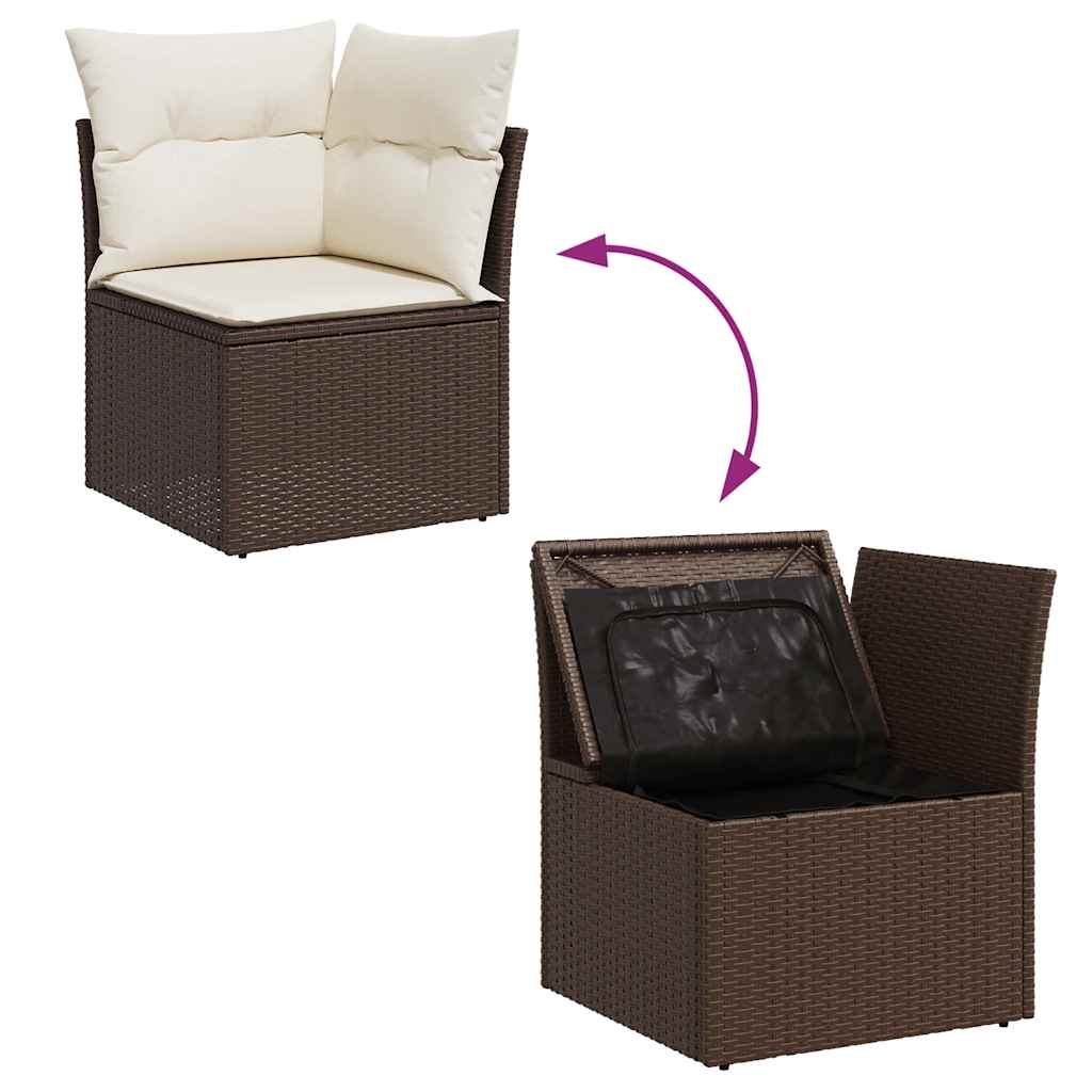 7-delige Loungeset met kussens poly rattan bruin is nu te koop bij PeponiXL, paradijselijk wonen!