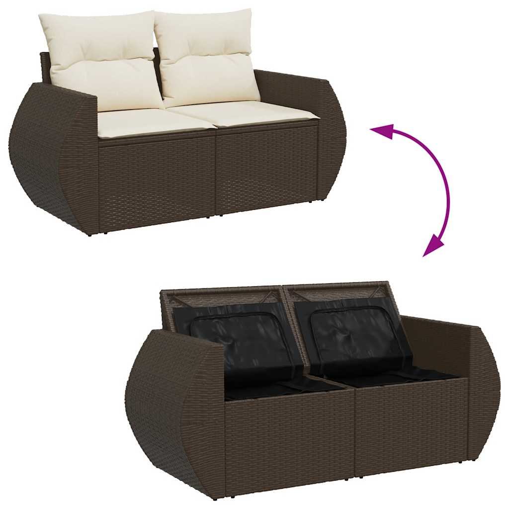 7-delige Loungeset met kussens poly rattan bruin is nu te koop bij PeponiXL, paradijselijk wonen!