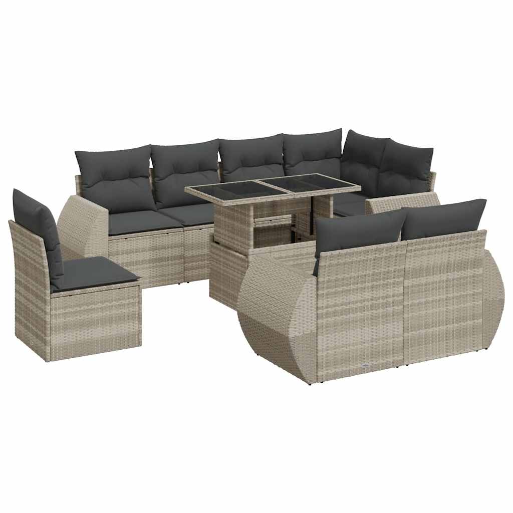 9-delige Loungeset met kussens poly rattan lichtgrijs is nu te koop bij PeponiXL, paradijselijk wonen!