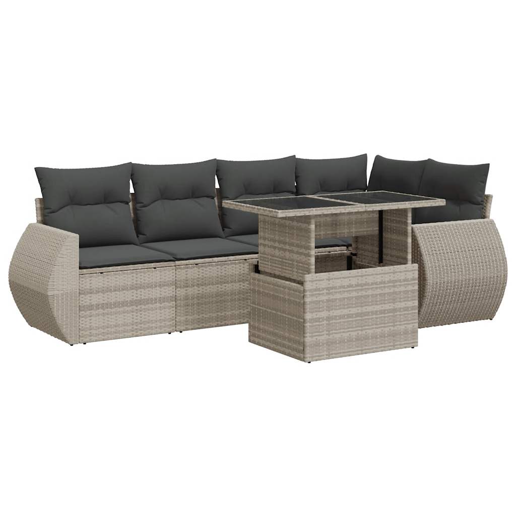 7-delige Loungeset met kussens poly rattan lichtgrijs is nu te koop bij PeponiXL, paradijselijk wonen!