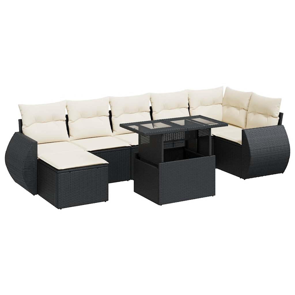 8-delige Loungeset met kussens poly rattan zwart is nu te koop bij PeponiXL, paradijselijk wonen!