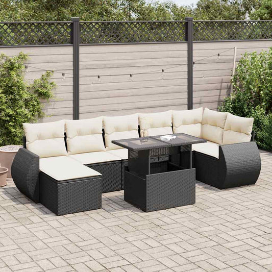 8-delige Loungeset met kussens poly rattan zwart is nu te koop bij PeponiXL, paradijselijk wonen!