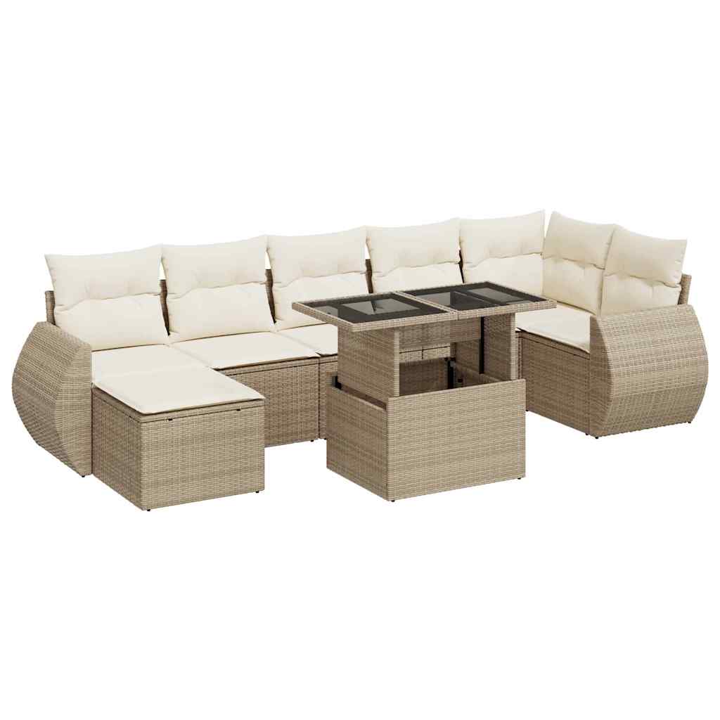 8-delige Loungeset met kussens poly rattan beige is nu te koop bij PeponiXL, paradijselijk wonen!