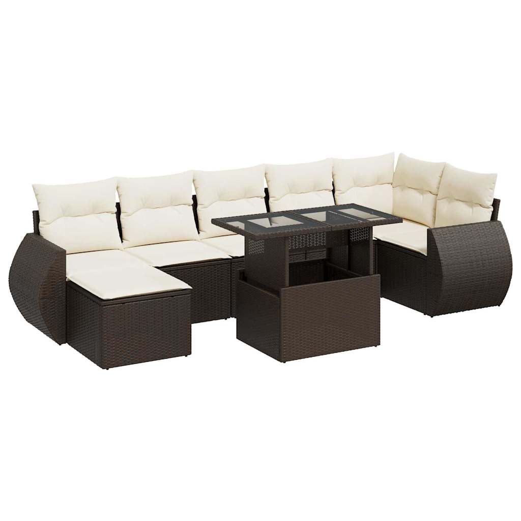 8-delige Loungeset met kussens poly rattan bruin is nu te koop bij PeponiXL, paradijselijk wonen!