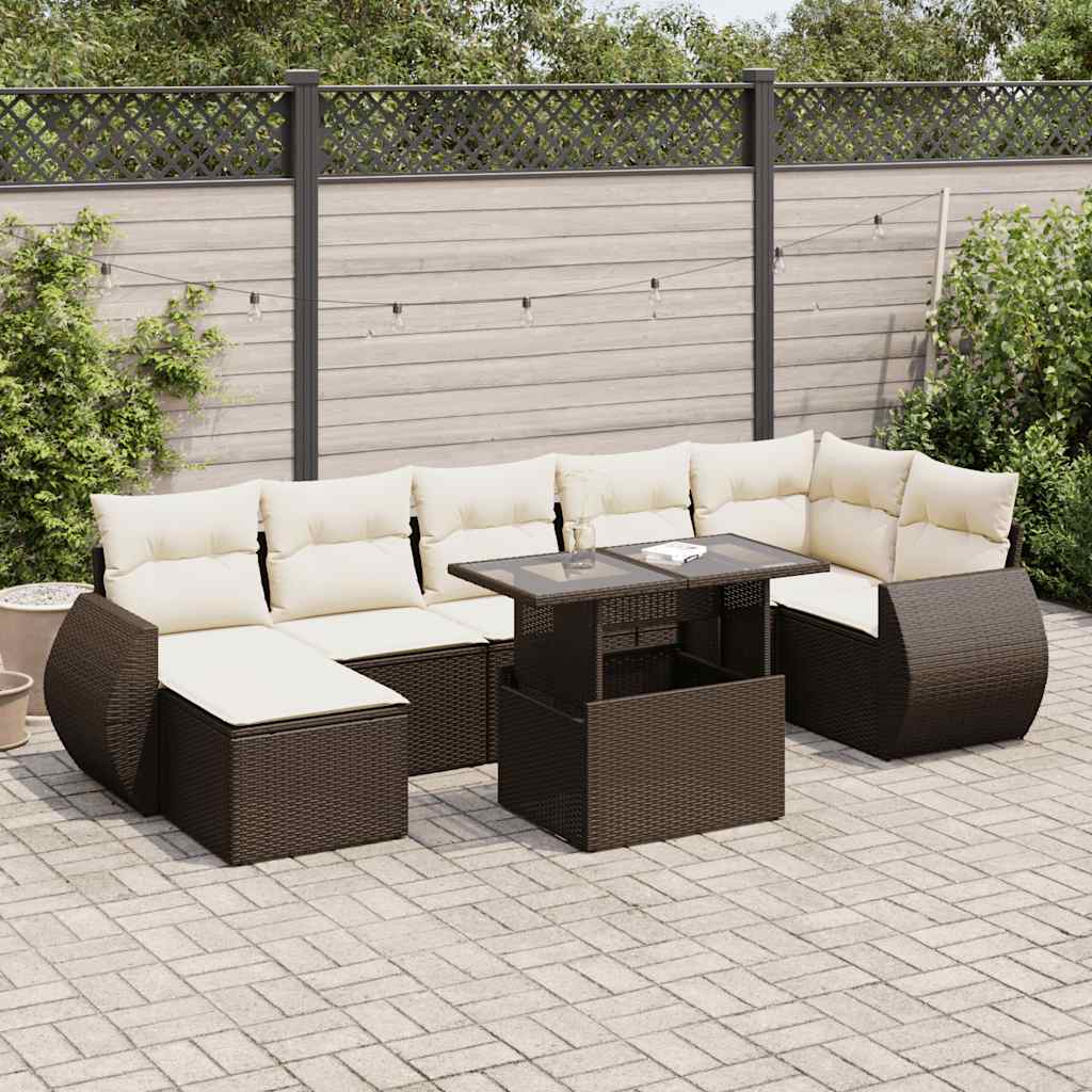 8-delige Loungeset met kussens poly rattan bruin is nu te koop bij PeponiXL, paradijselijk wonen!