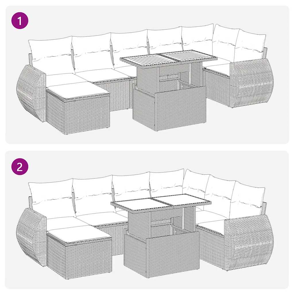 8-delige Loungeset met kussens poly rattan acacia bruin is nu te koop bij PeponiXL, paradijselijk wonen!