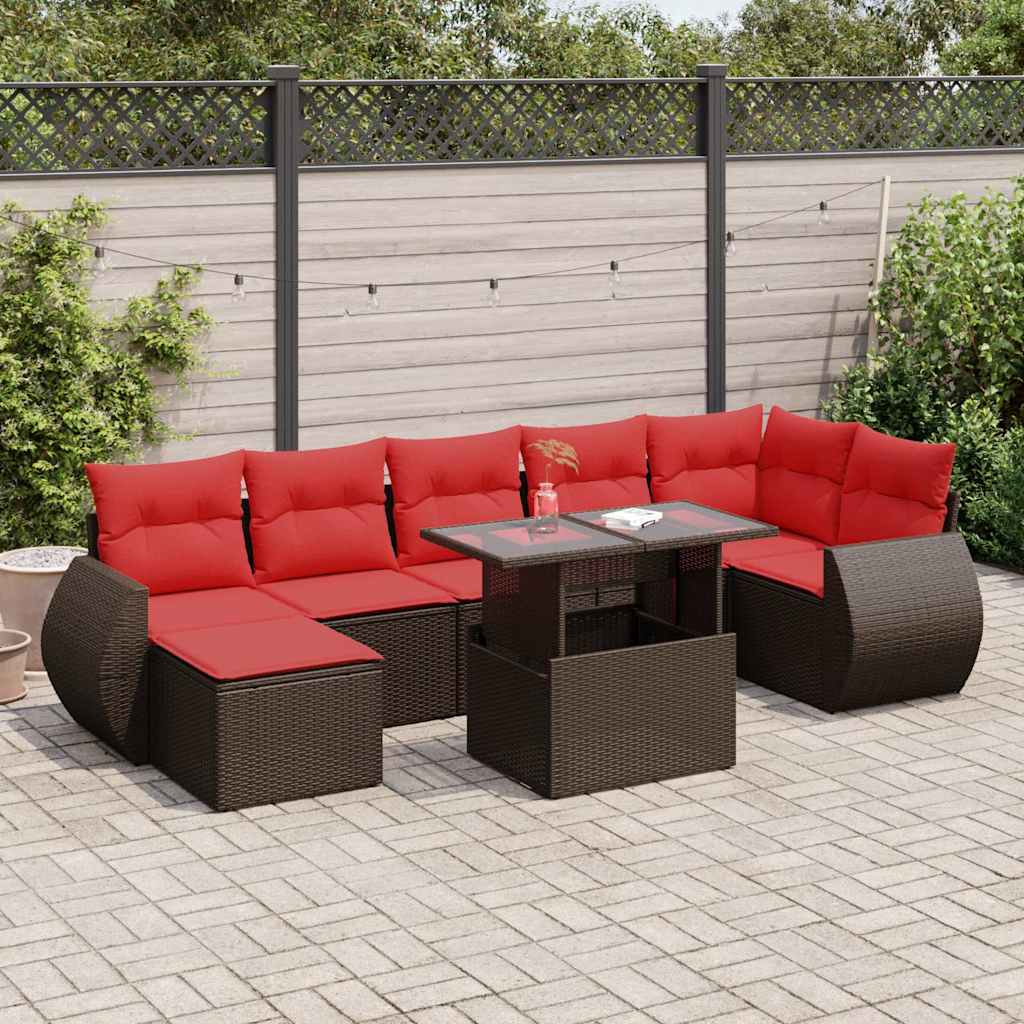 8-delige Loungeset met kussens poly rattan acacia bruin is nu te koop bij PeponiXL, paradijselijk wonen!