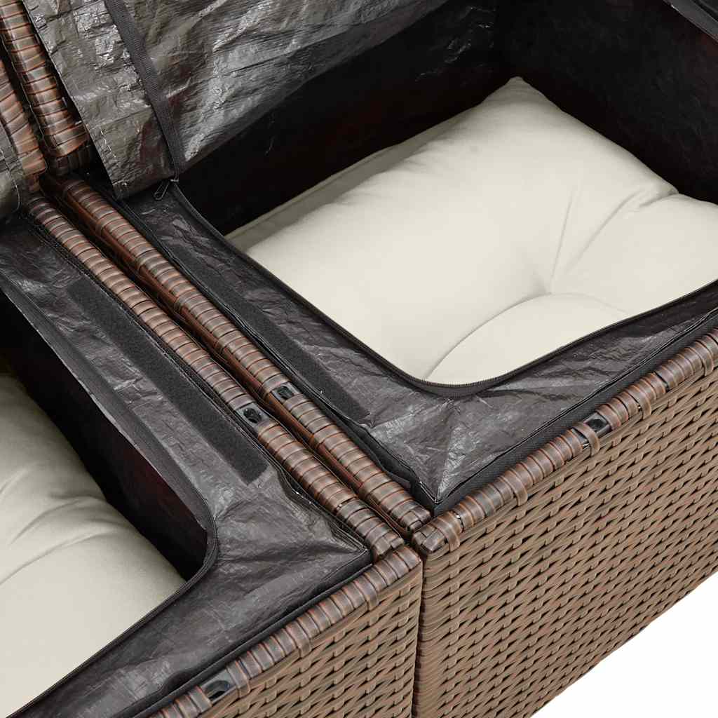 9-delige Loungeset met kussens poly rattan bruin is nu te koop bij PeponiXL, paradijselijk wonen!