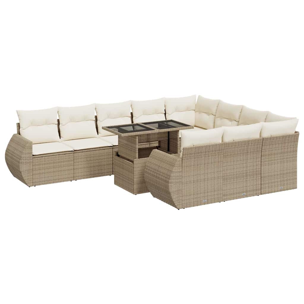 11-delige Tuinset met kussens poly rattan beige is nu te koop bij PeponiXL, paradijselijk wonen!