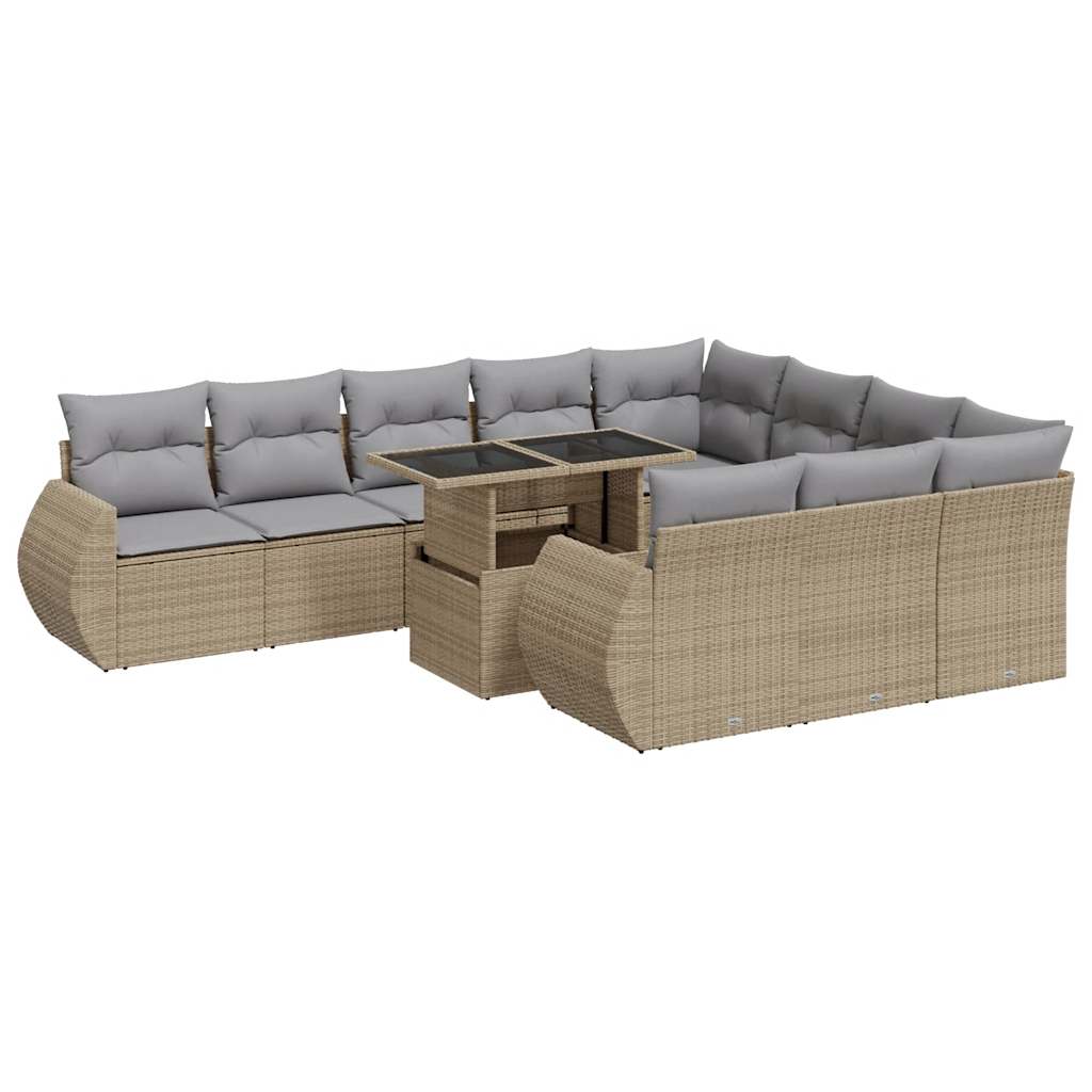 11-delige Tuinset met kussens poly rattan beige is nu te koop bij PeponiXL, paradijselijk wonen!