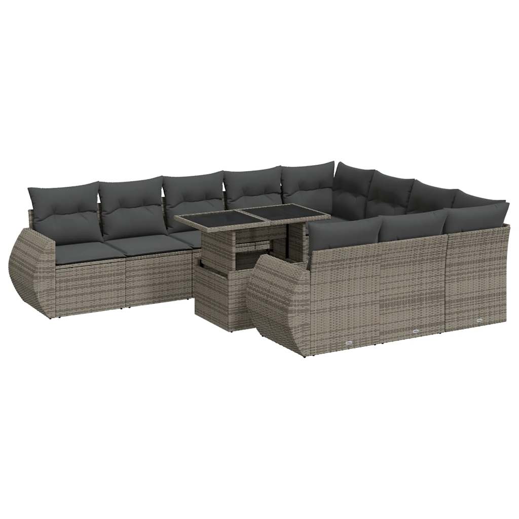 11-delige Loungeset met kussens poly rattan grijs is nu te koop bij PeponiXL, paradijselijk wonen!