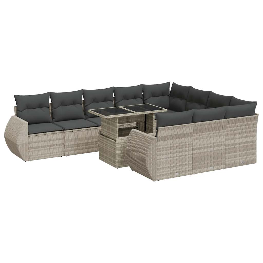 11-delige Loungeset met kussens poly rattan lichtgrijs is nu te koop bij PeponiXL, paradijselijk wonen!