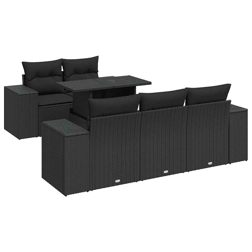 6-delige Loungeset met kussens poly rattan zwart is nu te koop bij PeponiXL, paradijselijk wonen!