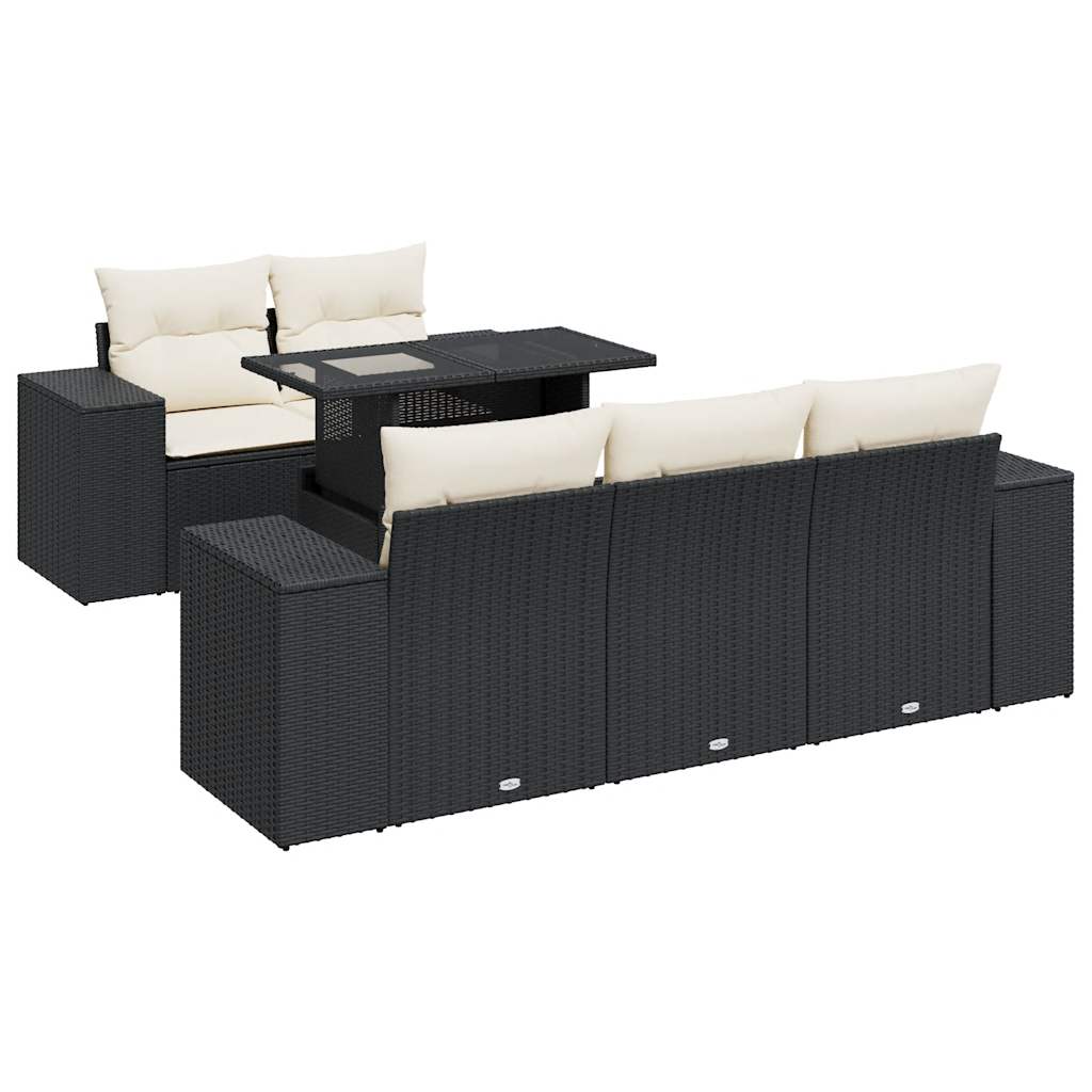 6-delige Loungeset met kussens poly rattan zwart is nu te koop bij PeponiXL, paradijselijk wonen!