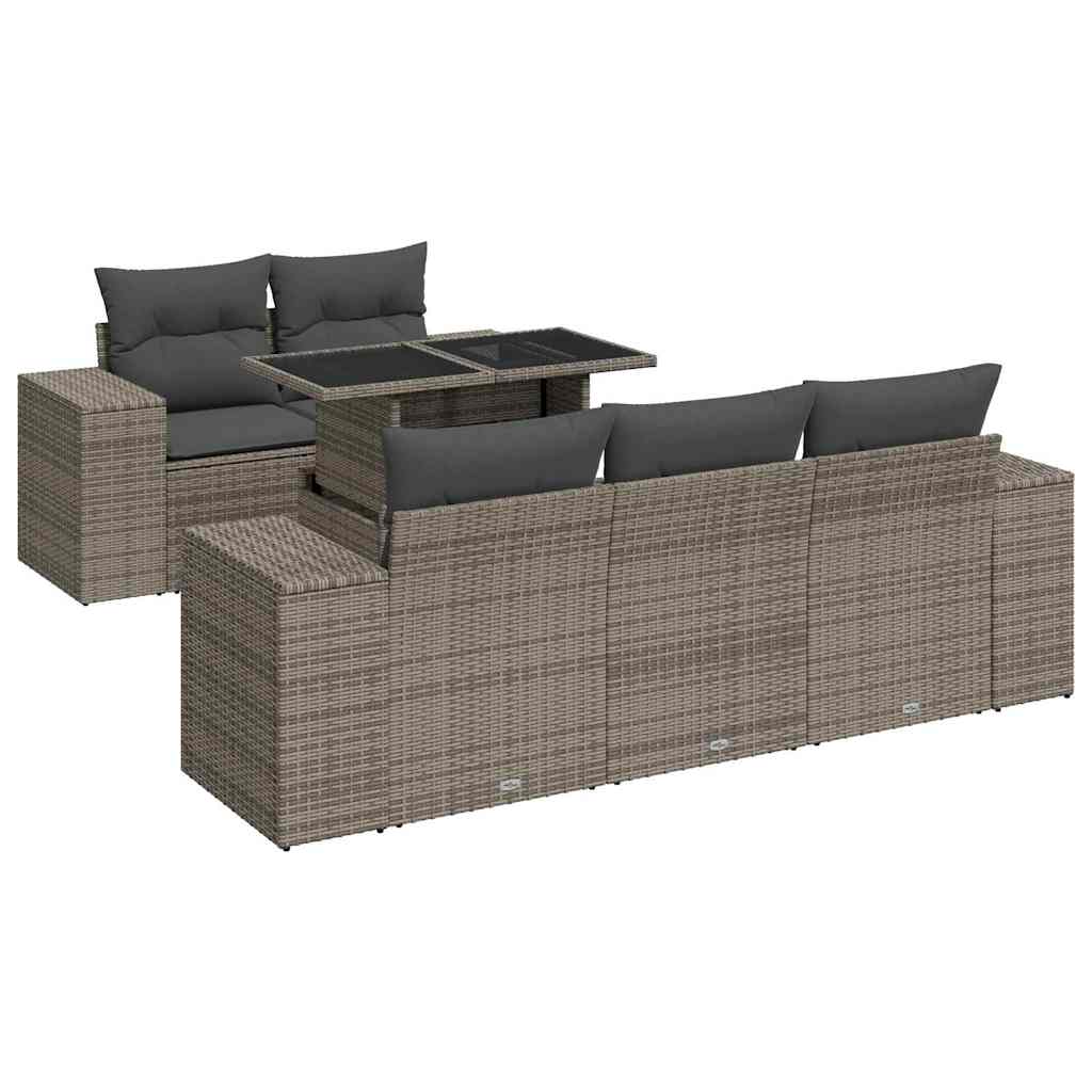 6-delige Loungeset met kussens poly rattan grijs is nu te koop bij PeponiXL, paradijselijk wonen!