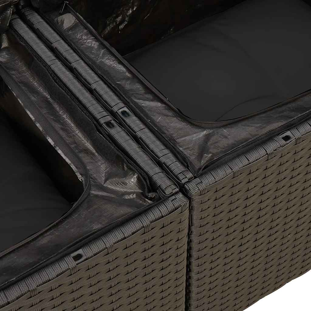 7-delige Loungeset met kussens poly rattan zwart is nu te koop bij PeponiXL, paradijselijk wonen!