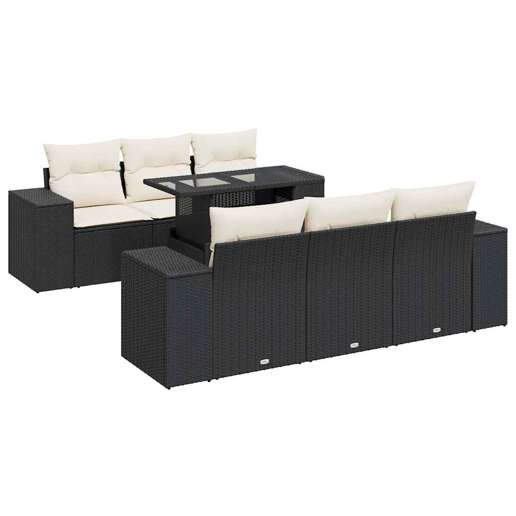 7-delige Loungeset met kussens poly rattan zwart is nu te koop bij PeponiXL, paradijselijk wonen!