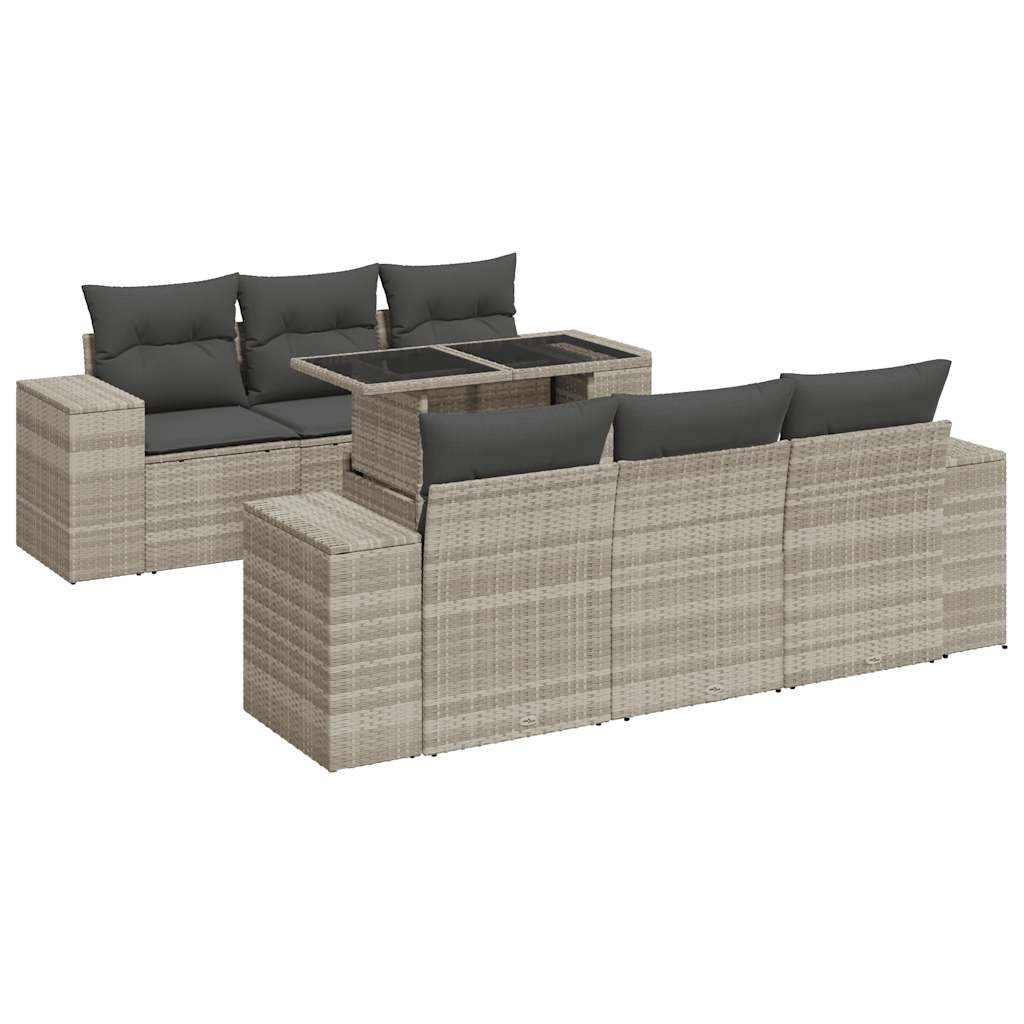 7-delige Loungeset met kussens poly rattan lichtgrijs is nu te koop bij PeponiXL, paradijselijk wonen!