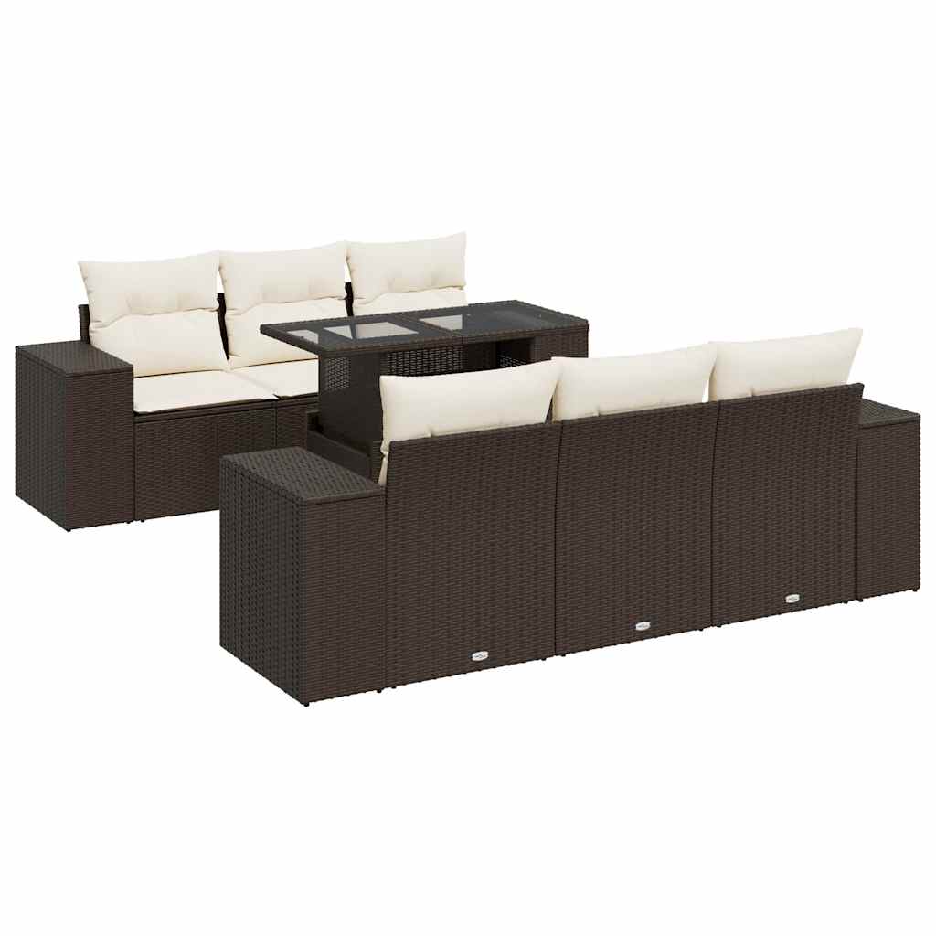 7-delige Loungeset met kussens poly rattan bruin is nu te koop bij PeponiXL, paradijselijk wonen!