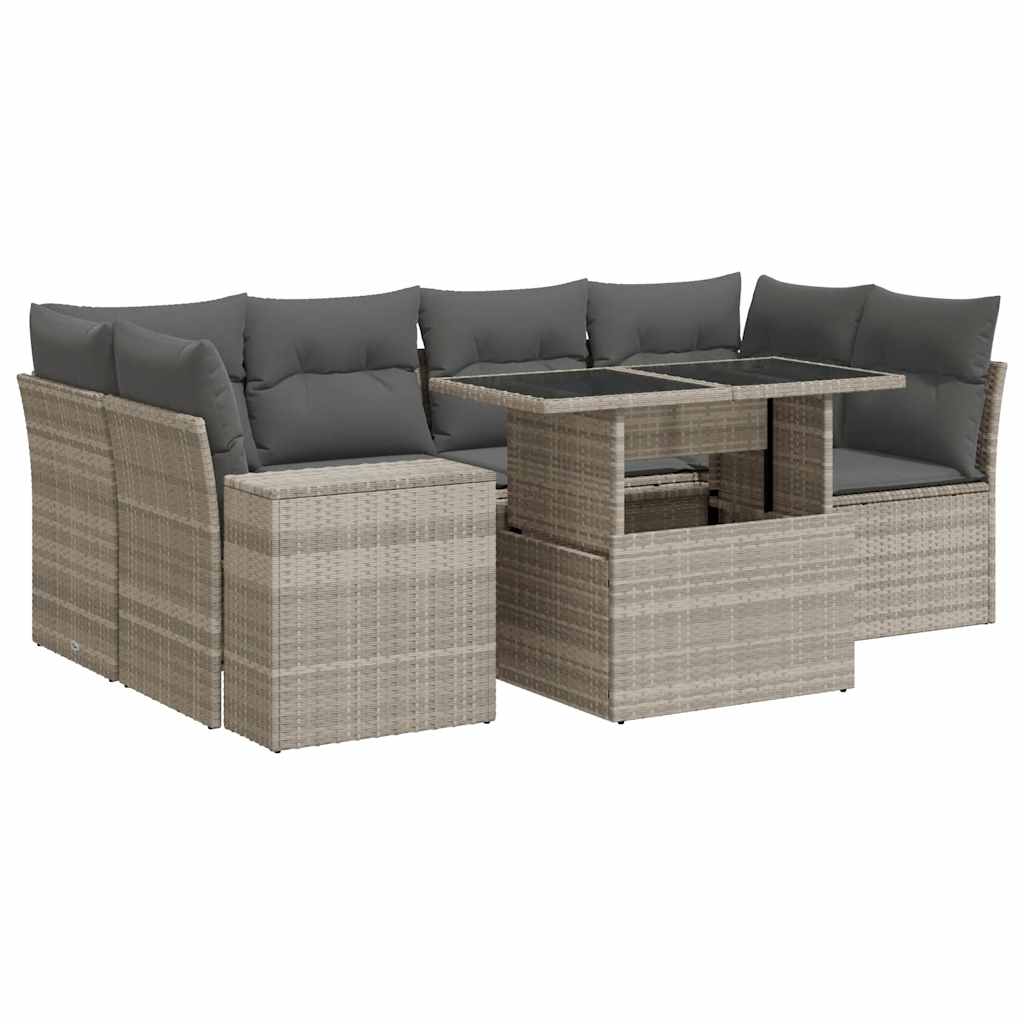 7-delige Loungeset met kussens poly rattan lichtgrijs is nu te koop bij PeponiXL, paradijselijk wonen!