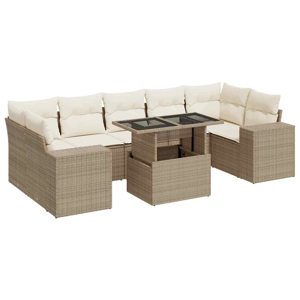 8-delige Loungeset met kussens poly rattan beige is nu te koop bij PeponiXL, paradijselijk wonen!