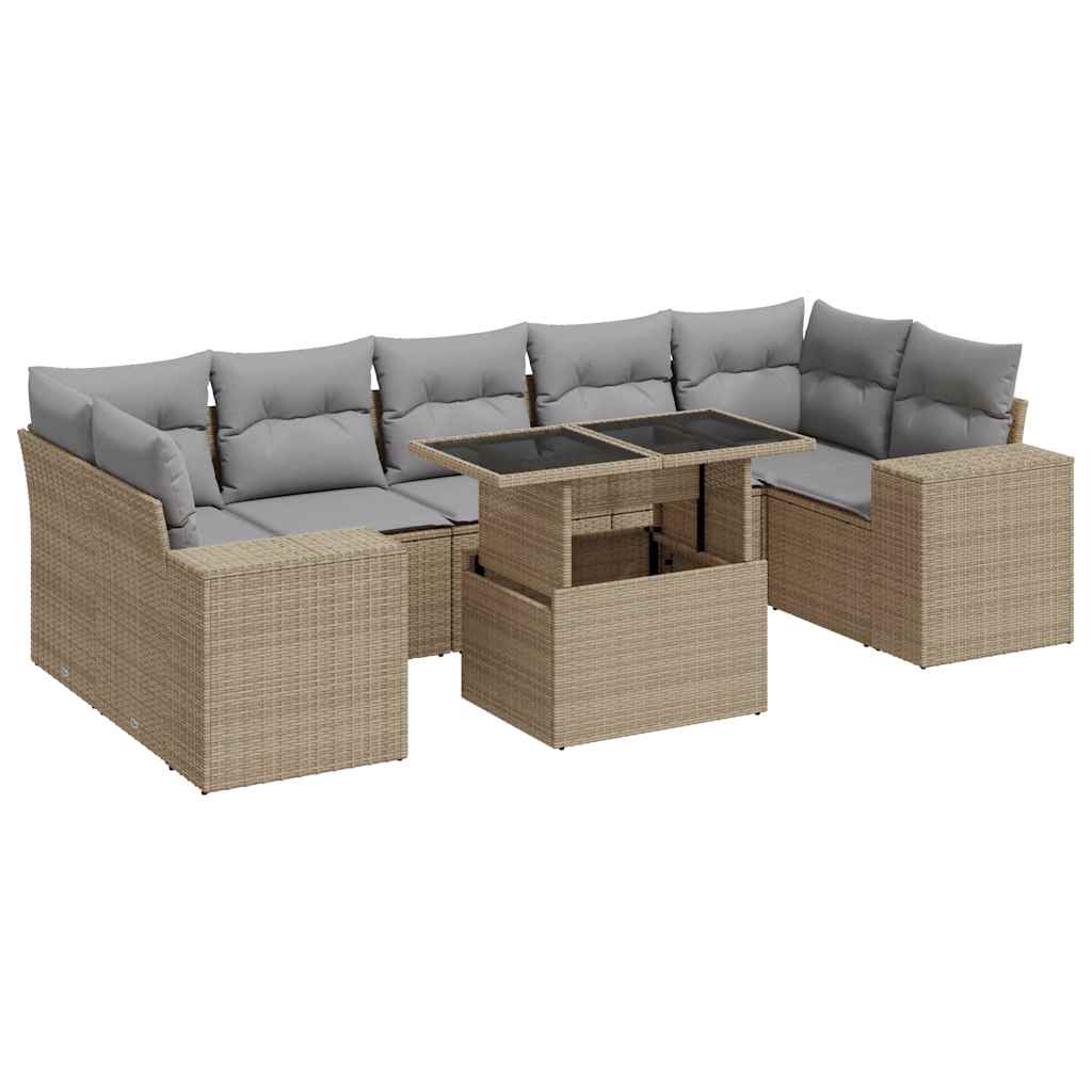 8-delige Loungeset met kussens poly rattan beige is nu te koop bij PeponiXL, paradijselijk wonen!