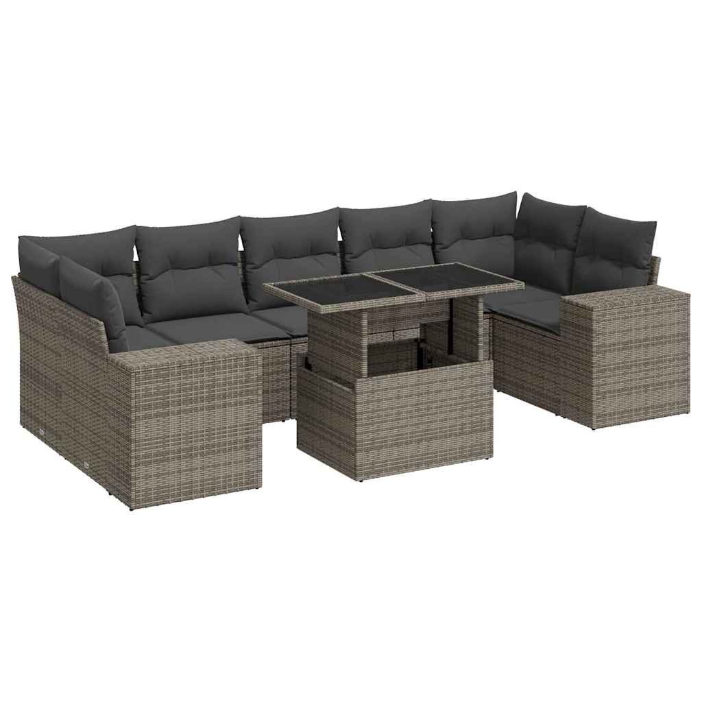 8-delige Loungeset met kussens poly rattan grijs is nu te koop bij PeponiXL, paradijselijk wonen!