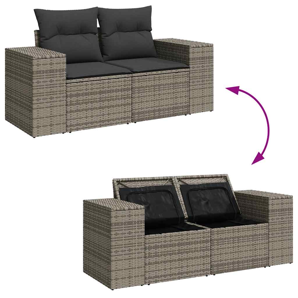 8-delige Loungeset met kussens poly rattan grijs is nu te koop bij PeponiXL, paradijselijk wonen!